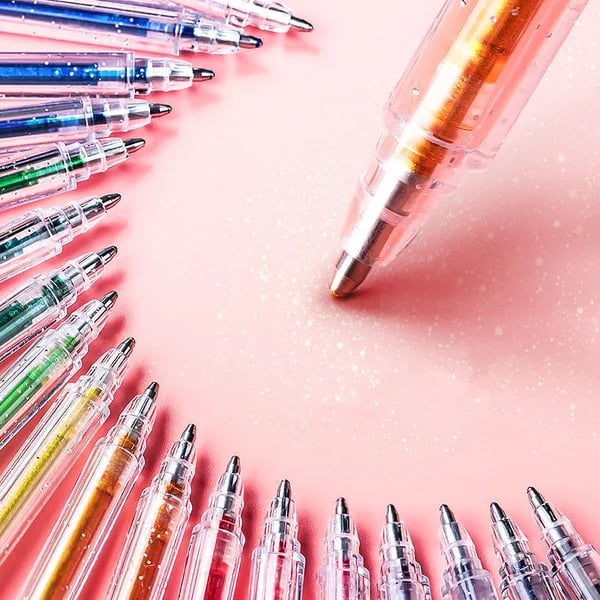 Set de Stylos Gel Pailletés Biodégradables - 8/12/18 Couleurs