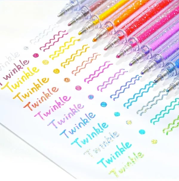 Set de Stylos Gel Pailletés Biodégradables - 8/12/18 Couleurs