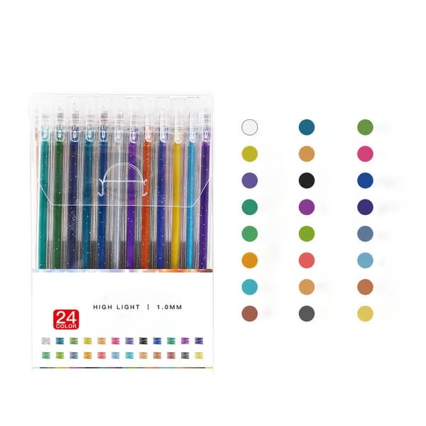 Set de Stylos Gel Pailletés Biodégradables - 8/12/18 Couleurs