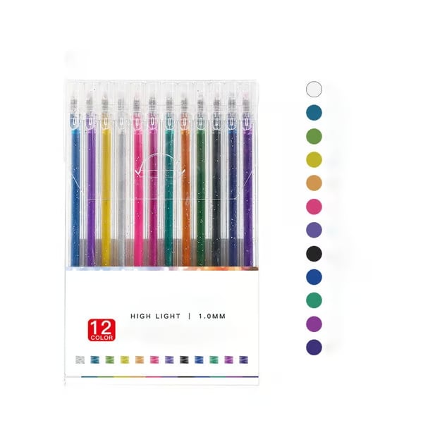 Set de Stylos Gel Pailletés Biodégradables - 8/12/18 Couleurs