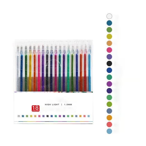 Set de Stylos Gel Pailletés Biodégradables - 8/12/18 Couleurs