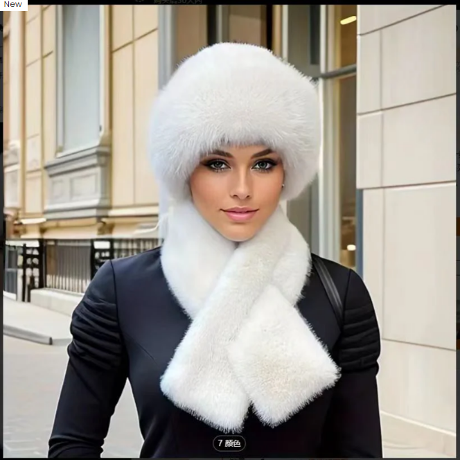 🎅Écharpe d'hiver Bonnet en peluche Combinaison chaude épaissie