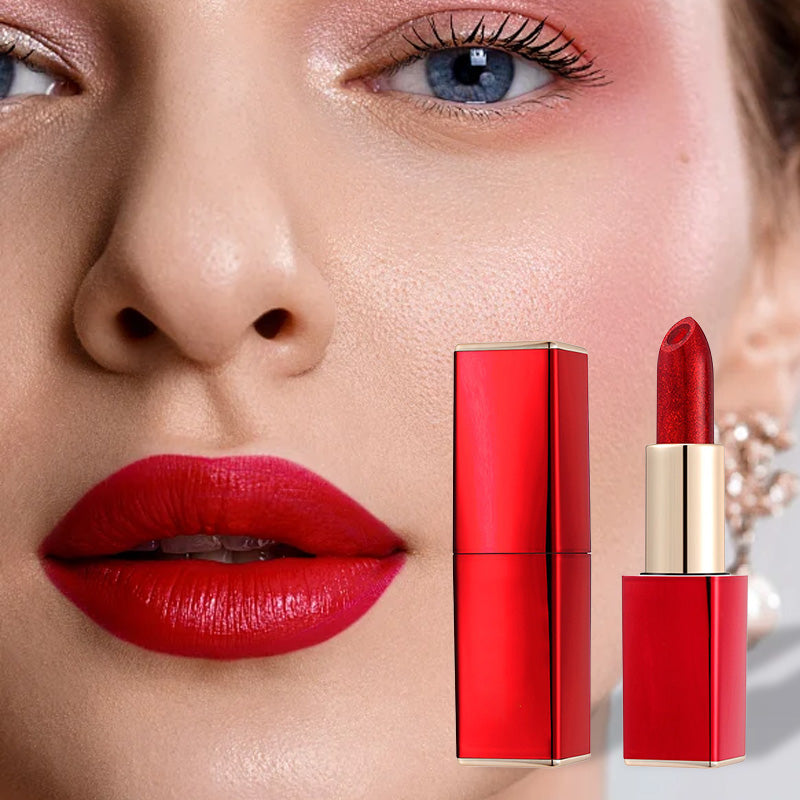 💄Rouge à Lèvres Pailleté Hydratant qui Change de Couleur – Double Couche, Longue Tenue & Activation Thermique