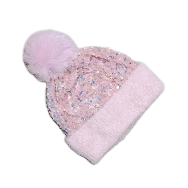 📢50% DE RÉDUCTION✨Bonnet d’Hiver à Pompon & Paillettes Scintillantes – Fausse Fourrure Douce, Ajustement Élastique & Éclat Festif Instantané⚡