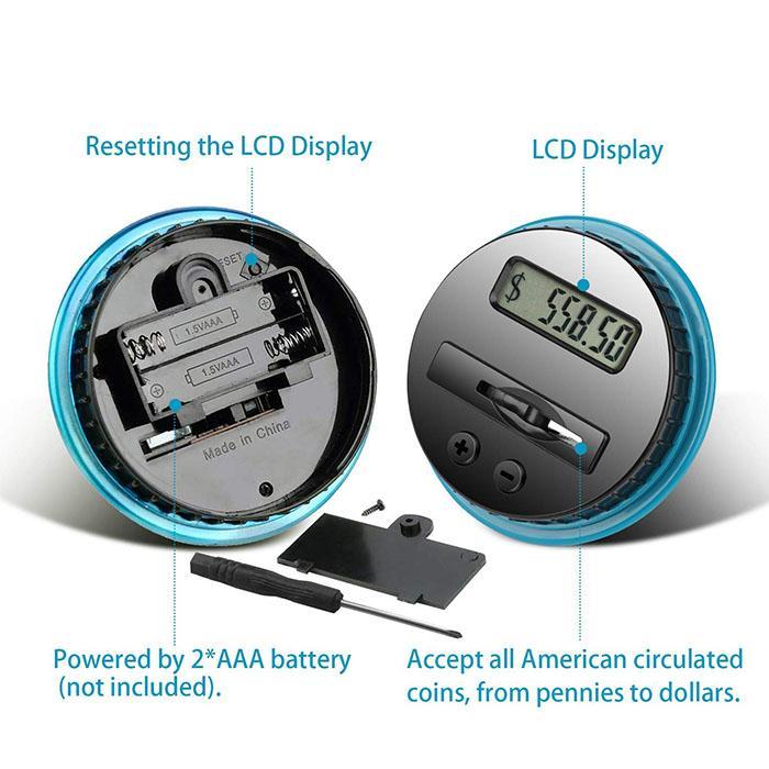 💰 Tirelire Numérique avec Compteur LCD — Grande Capacité 1,8L, ABS Durable, Compatible Euros & Dollars, Cadeau Idéal ✨
