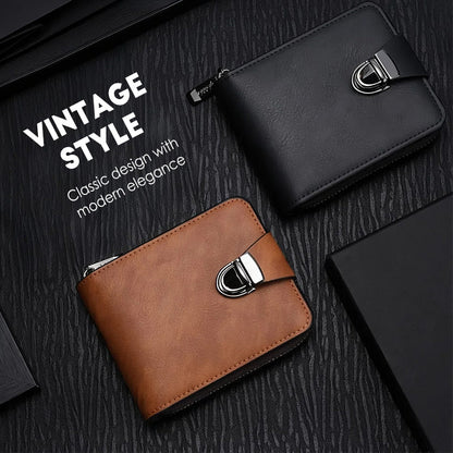 🔥Portefeuille Vintage Compact à Fermeture Éclair pour Hommes