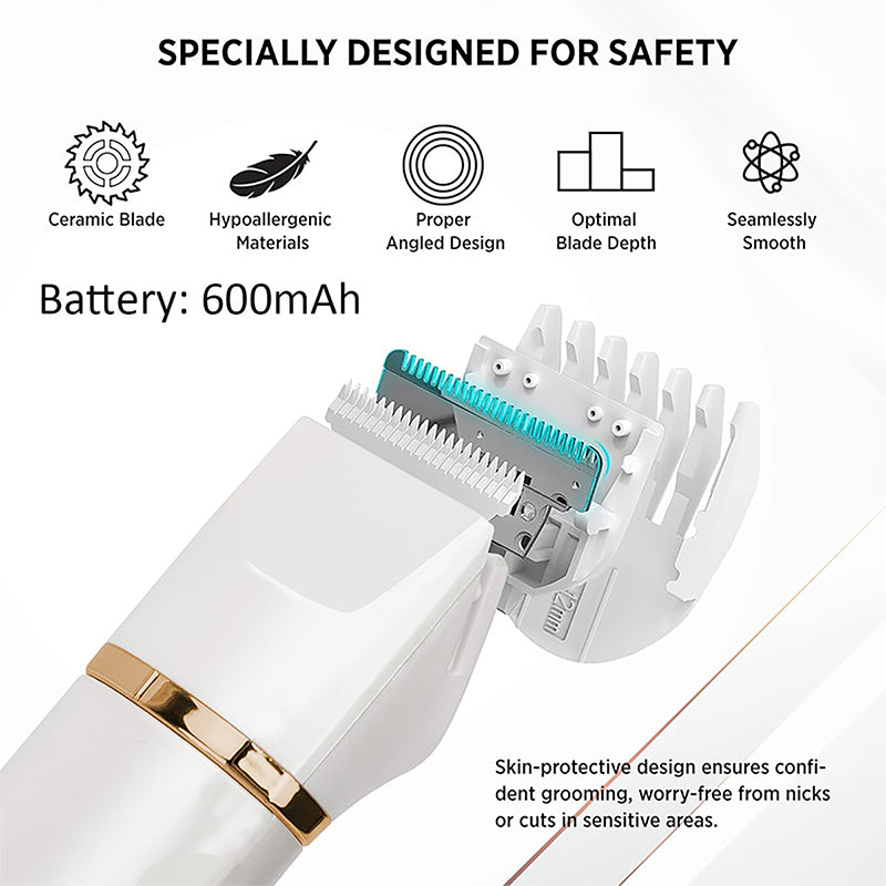 Tondeuse Électrique Multifonction 3-en-1 – Barbe, Corps & Nez avec Lames Céramique