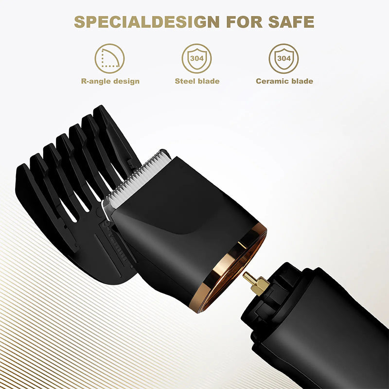 Tondeuse Électrique Multifonction 3-en-1 – Barbe, Corps & Nez avec Lames Céramique
