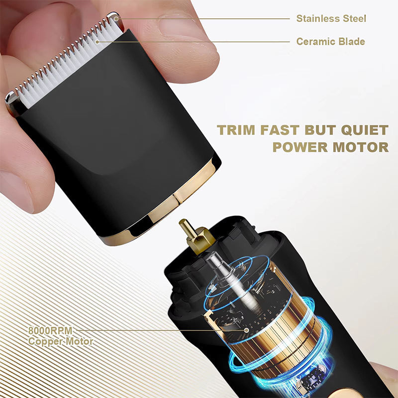 Tondeuse Électrique Multifonction 3-en-1 – Barbe, Corps & Nez avec Lames Céramique