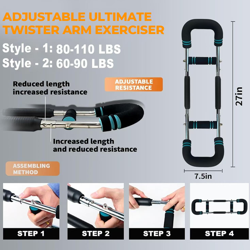 Barre Lestée Réglable 60-110 lb - Entraîneur de Bras et Pectoraux Portable pour Fitness à Domicile