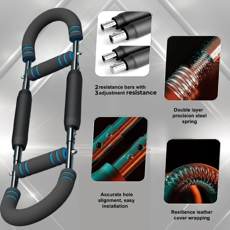 Barre Lestée Réglable 60-110 lb - Entraîneur de Bras et Pectoraux Portable pour Fitness à Domicile