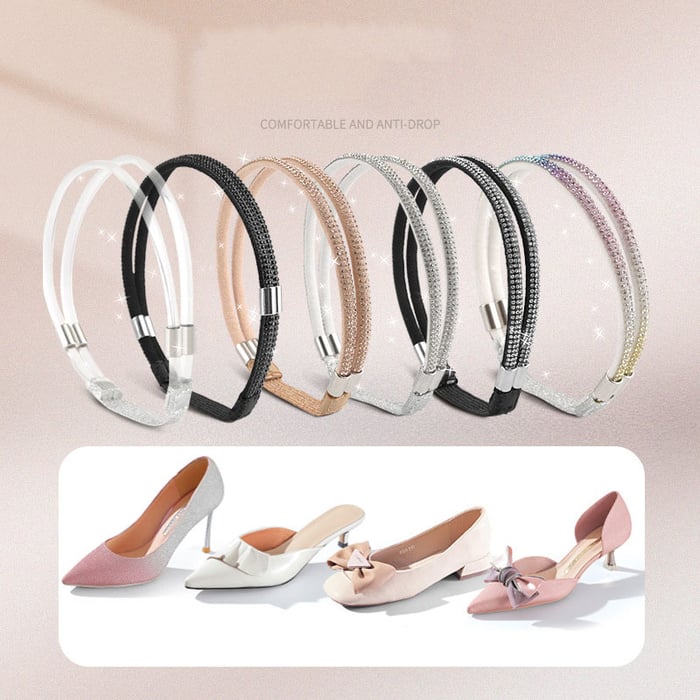 💎 1 ACHETÉ, 1 OFFERT ! 💎 Sangles Strass pour Talons : Ajustables, Brillantes & Anti-Chute ✨