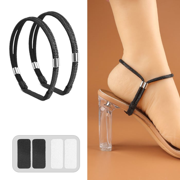 💎 1 ACHETÉ, 1 OFFERT ! 💎 Sangles Strass pour Talons : Ajustables, Brillantes & Anti-Chute ✨