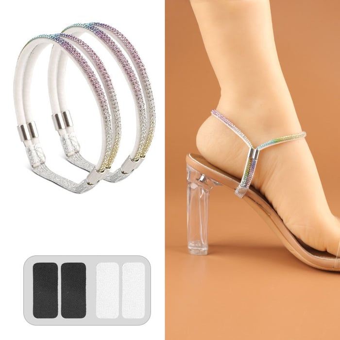 💎 1 ACHETÉ, 1 OFFERT ! 💎 Sangles Strass pour Talons : Ajustables, Brillantes & Anti-Chute ✨