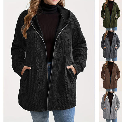 📢50% DE RÉDUCTION⏰Veste Ample à Capuche avec Tissage Texturé – Confort Ultra-Doux, Coupe Flatteuse & Style Élégant en 5 Couleurs⚡