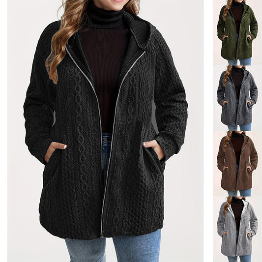 📢50% DE RÉDUCTION⏰Veste Ample à Capuche avec Tissage Texturé – Confort Ultra-Doux, Coupe Flatteuse & Style Élégant en 5 Couleurs⚡