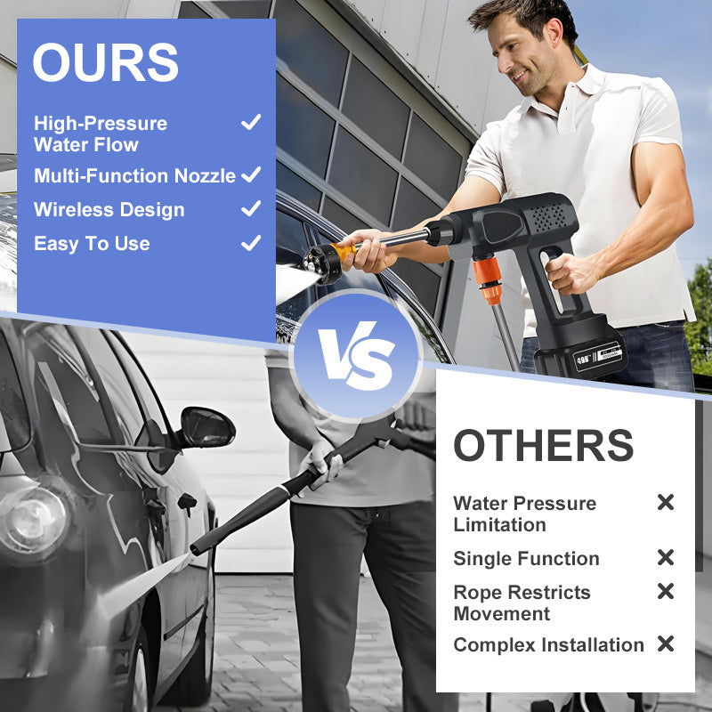 💦50% DE RÉDUCTION🚗 Nettoyeur Haute Pression Portable 30 BAR – Sans Fil, Polyvalent (Auto/Vélo/Terrasse) & Autonomie Longue🔋