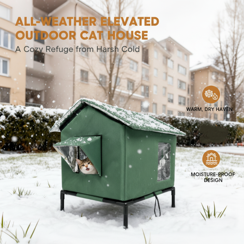 Maison pour Chat d’Extérieur ✅ Imperméable & Surélevée | Isolante et Pliable🐱