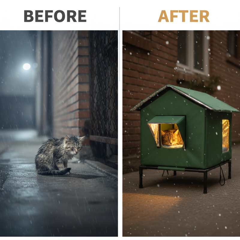 Maison pour Chat d’Extérieur ✅ Imperméable & Surélevée | Isolante et Pliable🐱