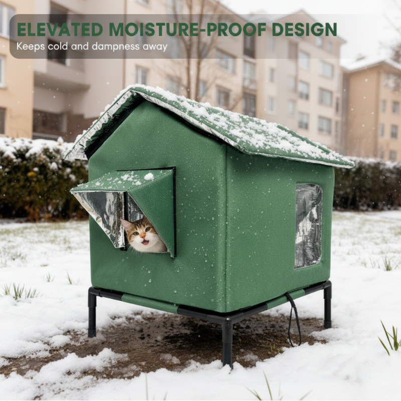 Maison pour Chat d’Extérieur ✅ Imperméable & Surélevée | Isolante et Pliable🐱