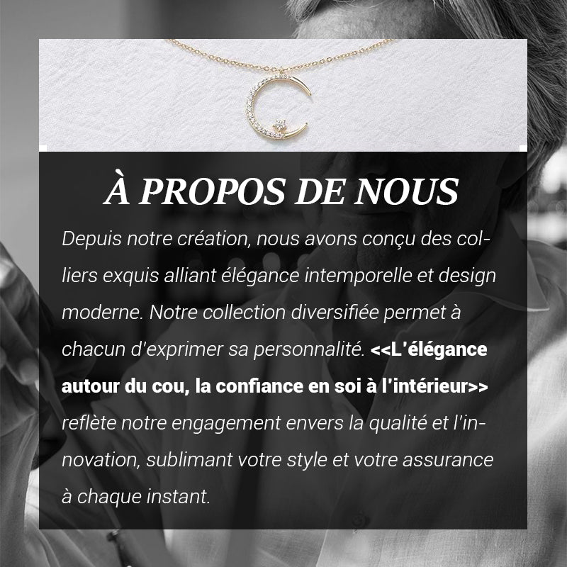 Collier Étincelant avec Pendentif d'Étoile et de Lune