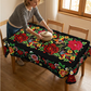 🏵️🌿 Nappe mexicaine à fleurs bord festonné – Imprimé éclatant, finition artisanale, la touche colorée et chaleureuse pour vos repas en famille et vos réceptions entre amis ☀️🍷