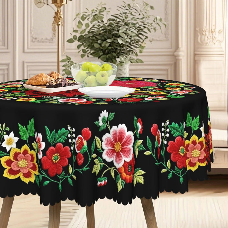 🏵️🌿 Nappe mexicaine à fleurs bord festonné – Imprimé éclatant, finition artisanale, la touche colorée et chaleureuse pour vos repas en famille et vos réceptions entre amis ☀️🍷