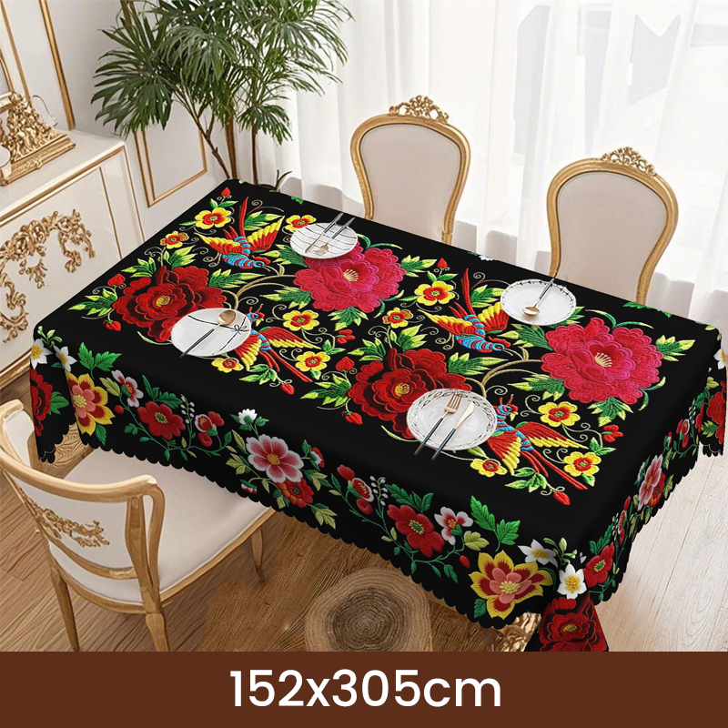 🏵️🌿 Nappe mexicaine à fleurs bord festonné – Imprimé éclatant, finition artisanale, la touche colorée et chaleureuse pour vos repas en famille et vos réceptions entre amis ☀️🍷