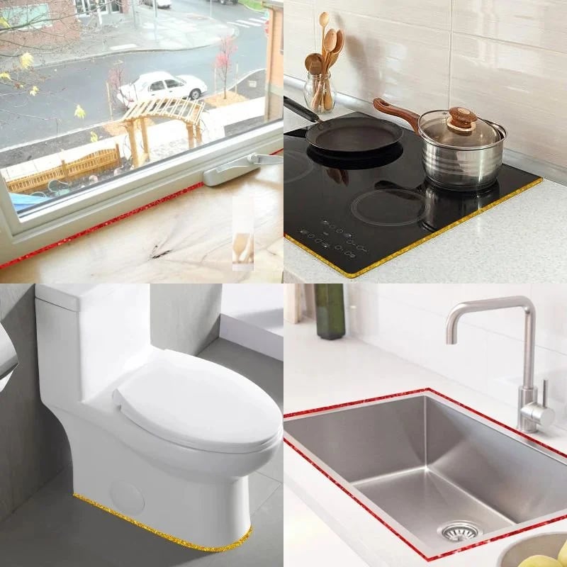 🛡️✨⏰ Bande de Calfeutrage Auto-Adhésive Imperméable 8mm x 6m – Anti-Moisissure, pour Joints Cuisine & Salle de Bain (Blanc/Argent/Or/Noir)