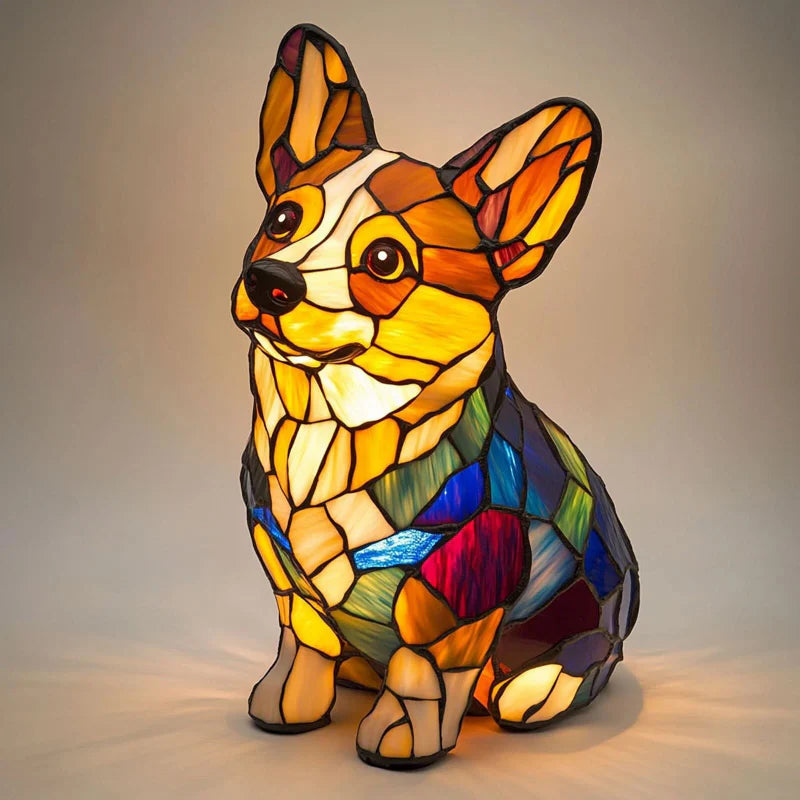 Lampe de table LED en forme de chiot à blocs de couleurs
