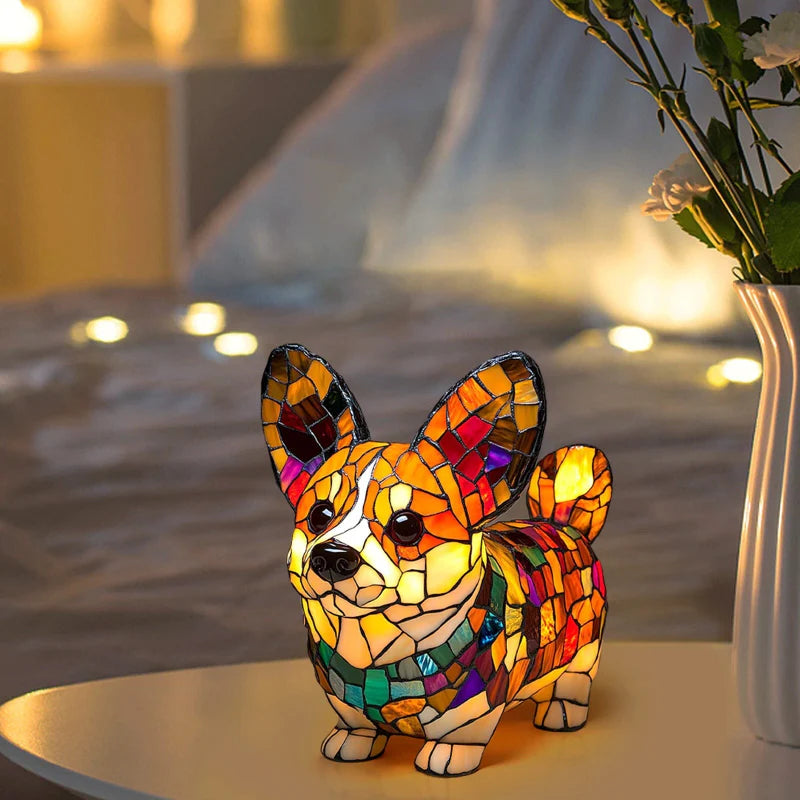 Lampe de table LED en forme de chiot à blocs de couleurs