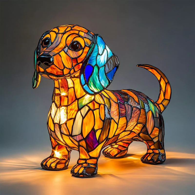 Lampe de table LED en forme de chiot à blocs de couleurs