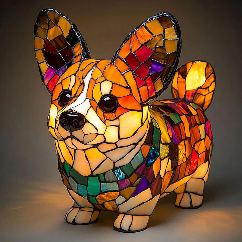 Lampe de table LED en forme de chiot à blocs de couleurs