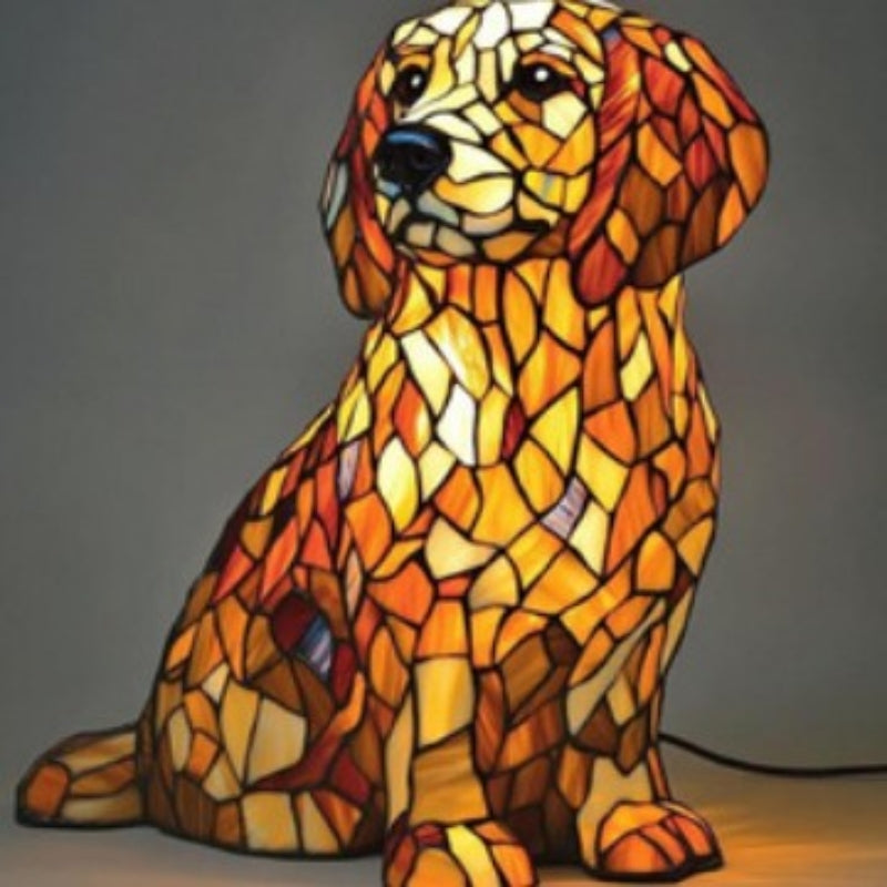 Lampe de table LED en forme de chiot à blocs de couleurs
