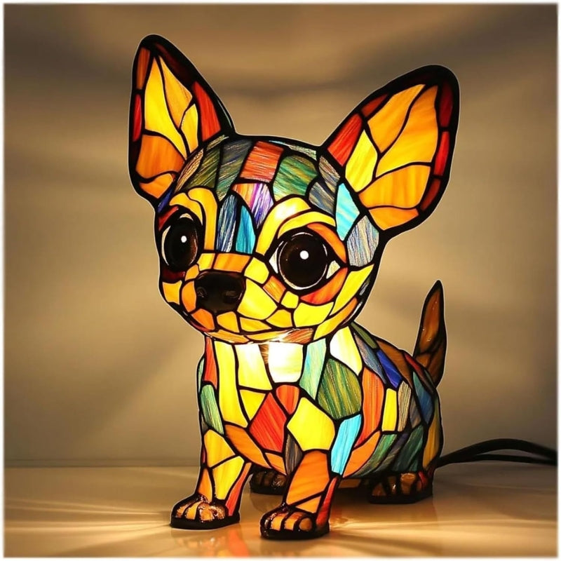Lampe de table LED en forme de chiot à blocs de couleurs