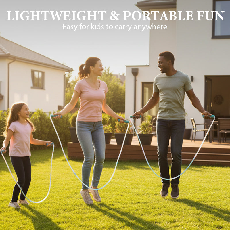 🏅Corde à sauter lumineuse LED pour enfants – 3 modes d’éclairage, longueur réglable & poignées antidérapantes 👧