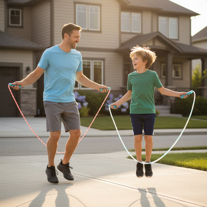 🏅Corde à sauter lumineuse LED pour enfants – 3 modes d’éclairage, longueur réglable & poignées antidérapantes 👧