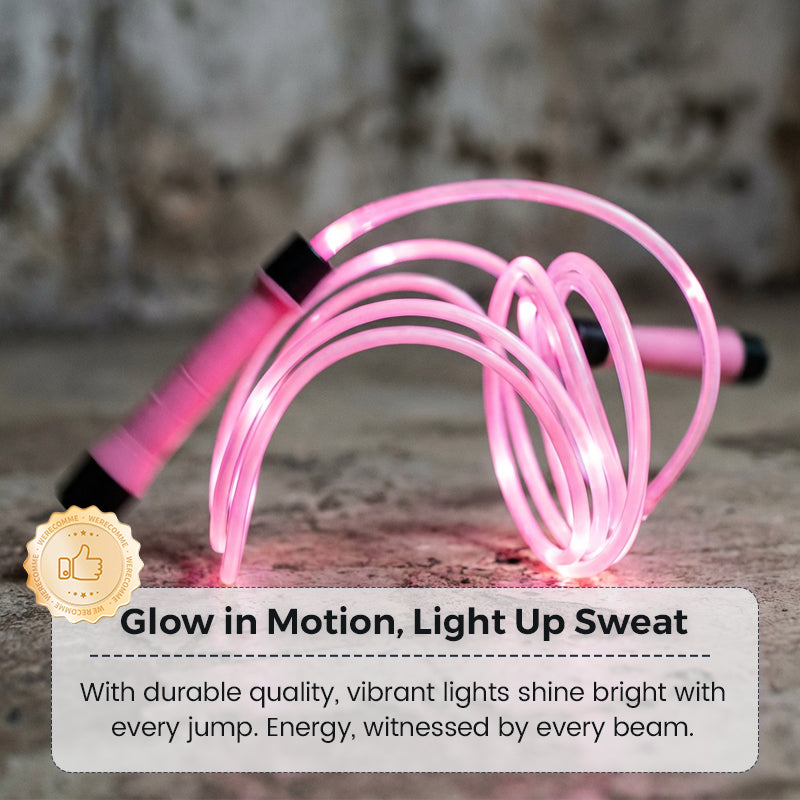 🏅Corde à sauter lumineuse LED pour enfants – 3 modes d’éclairage, longueur réglable & poignées antidérapantes 👧