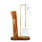Diffuseur d'aromathérapie 2 en 1 porte-bougie et porte-encens avec socle en bois naturel