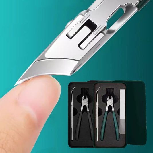 ⏰Set de 3 coupe-ongles biseautés anti-éclaboussures – Acier inoxydable, boîtier portable & lime en verre inclus🧼💅