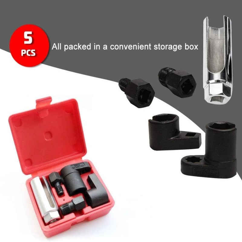 ⏳Offre à durée limitée : 50 % de réduction⏰Lot de 5 pièces : clés à douille décalées et fraises à fileter pour sondes O2 de voitures🚗🔧