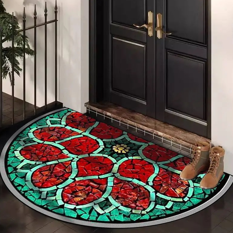 💖 Soldes de printemps 50 % de réduction 💖 Paillasson semi-circulaire style bohème - Tapis antidérapant doux pour sol