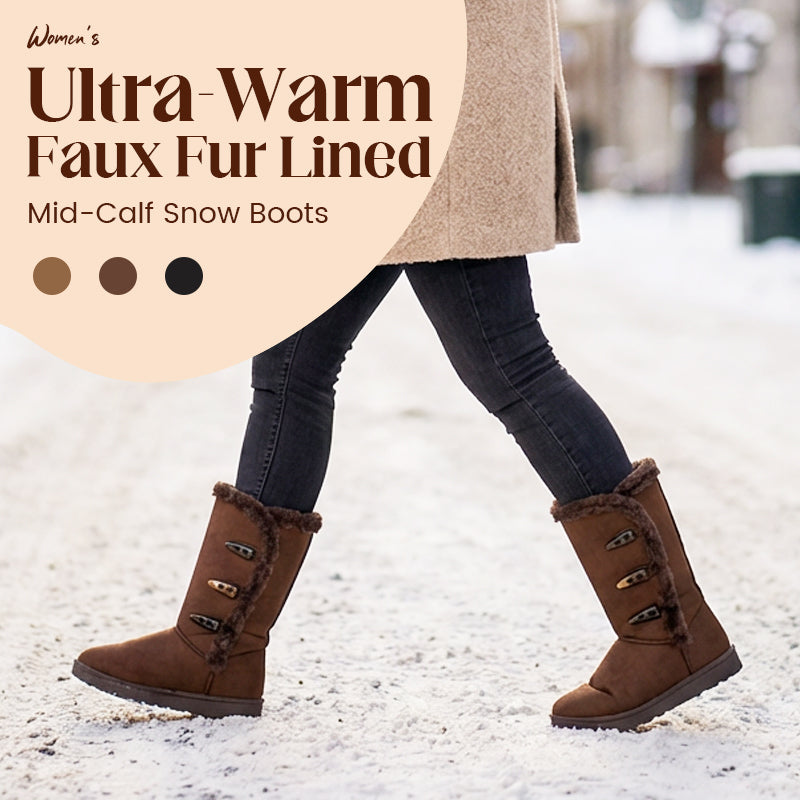 👢Bottes de Neige Mi-Mollet – Doublure Fausse Fourrure, Ultra-Chaudes & Semelle Antidérapante🧥