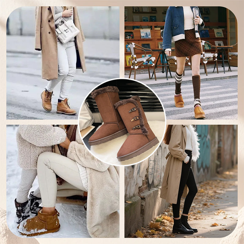 👢Bottes de Neige Mi-Mollet – Doublure Fausse Fourrure, Ultra-Chaudes & Semelle Antidérapante🧥