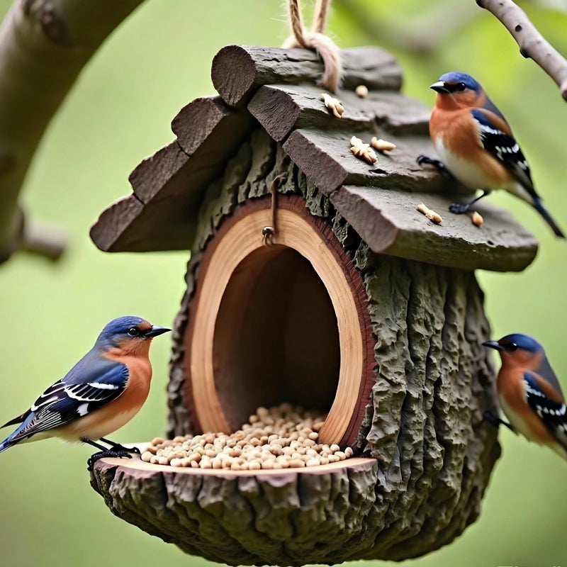 🌿 Nouveau Design 2026 | Mangeoire à Oiseaux Souche Réaliste 🐦