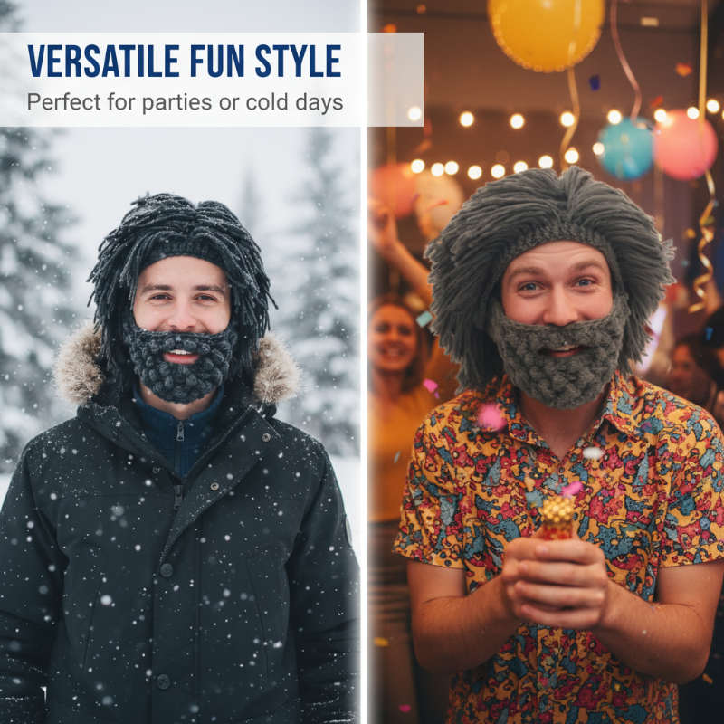 🎩Chapeau Punk avec Perruque et Barbe Tricotée✨Style Unique, Prêt à Porter & Accessoire de Déguisement💥