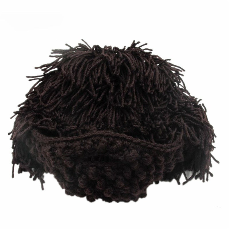 🎩Chapeau Punk avec Perruque et Barbe Tricotée✨Style Unique, Prêt à Porter & Accessoire de Déguisement💥