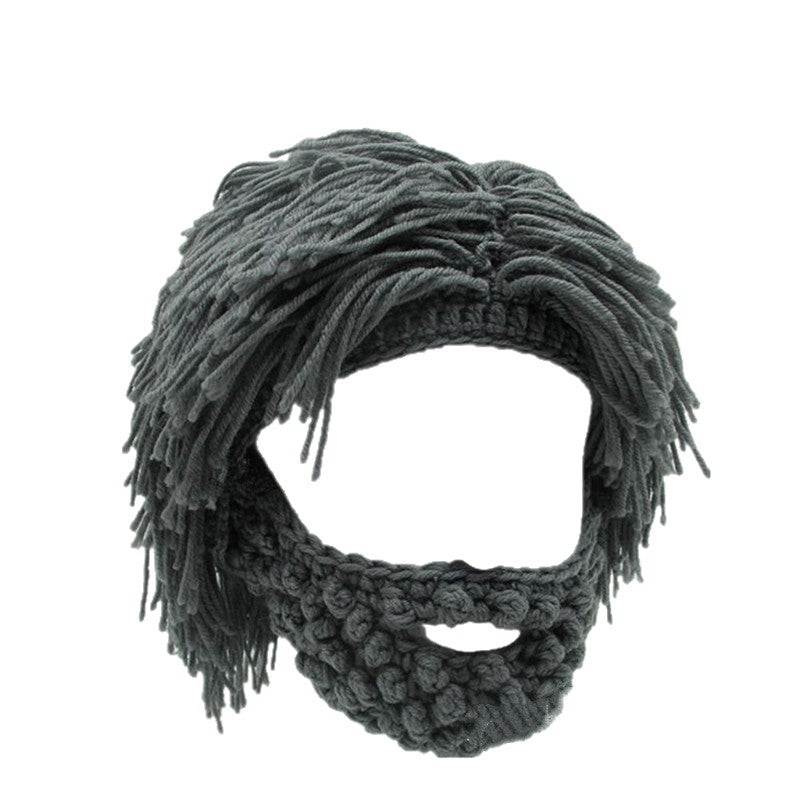 🎩Chapeau Punk avec Perruque et Barbe Tricotée✨Style Unique, Prêt à Porter & Accessoire de Déguisement💥
