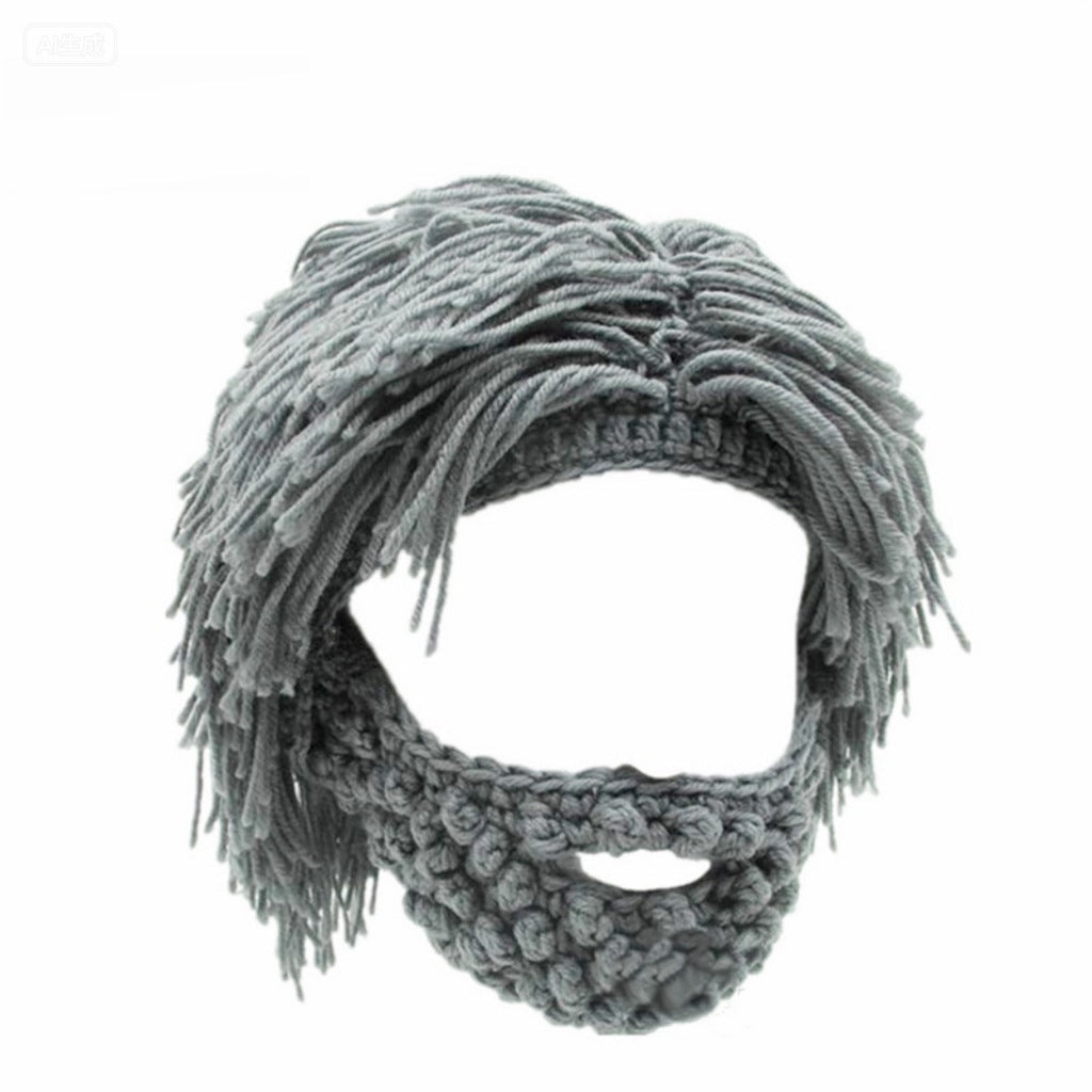 🎩Chapeau Punk avec Perruque et Barbe Tricotée✨Style Unique, Prêt à Porter & Accessoire de Déguisement💥