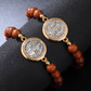 Bracelet unisexe réglable en perles de bois de Saint-Benoît